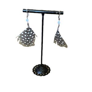Claire's Feather Dangle Earrings Black & White
